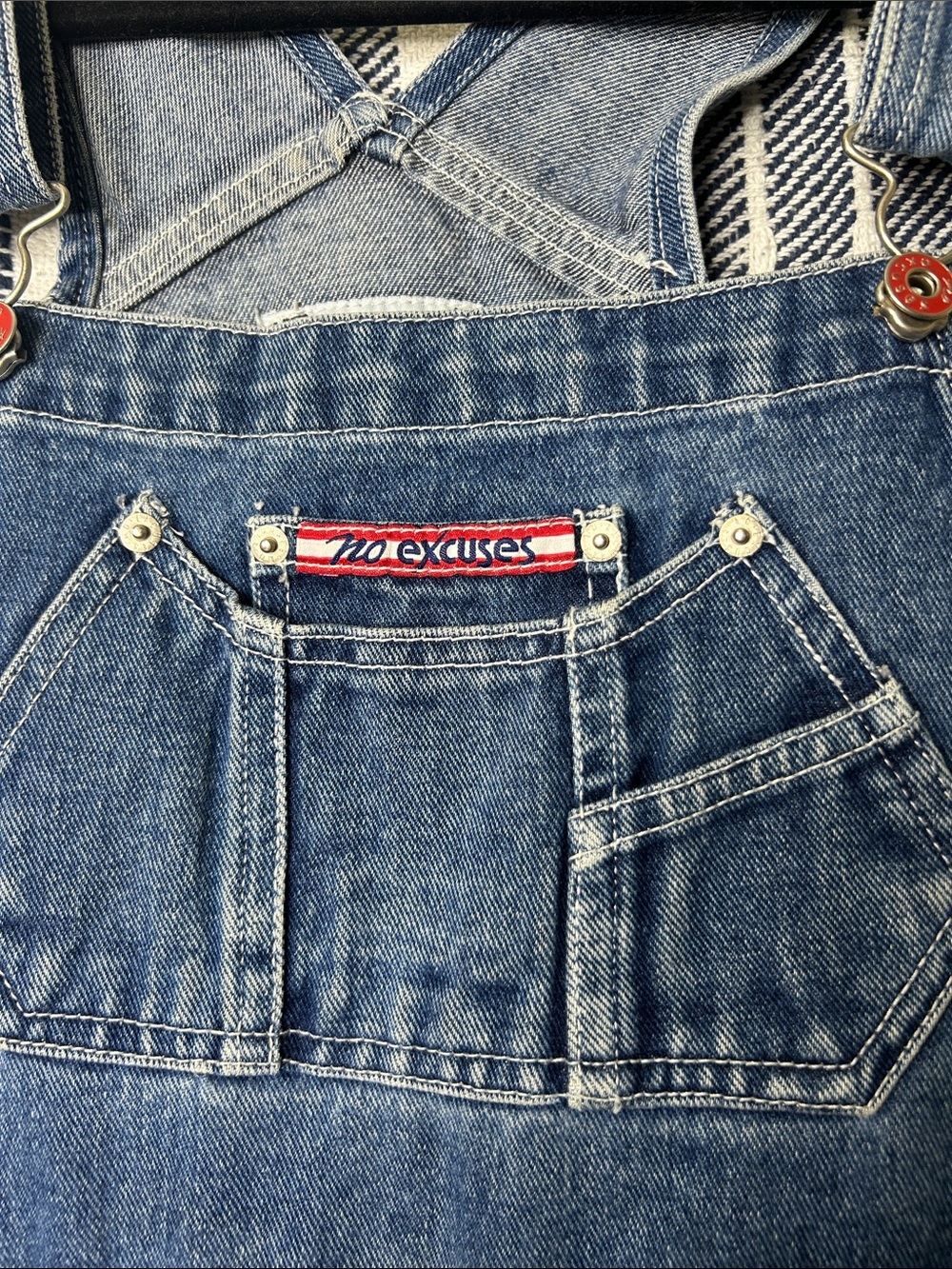 Vintage 90s No Excuses Denim Overall Shorts - Picture 2 of 4